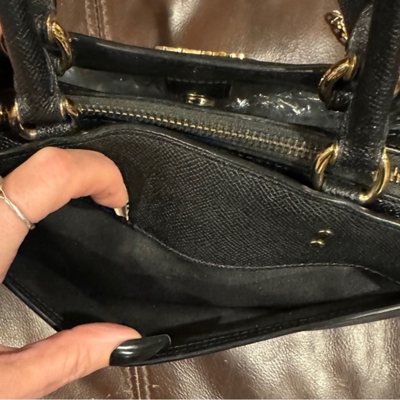 Coach Mini Lillie Carryall Black Pebbled Leather EUC - Picture 6 of 15